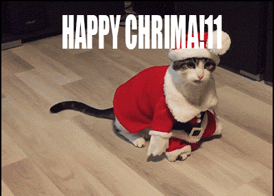 Funny Merry Christmas Santa Cat Passing Out GIF