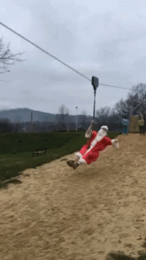 Funny Merry Christmas Santa Zip Line GIF