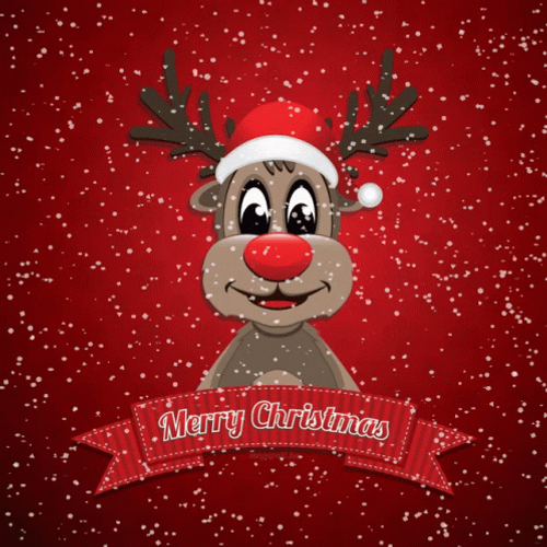 Funny Merry Christmas Shimmering Reindeer GIF