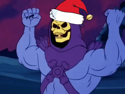 Funny Merry Christmas Skeletor Santa Hat GIF