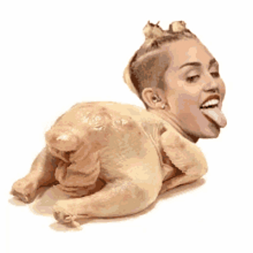 Funny Miley Cyrus Turkey Sticking Tongue Out GIF