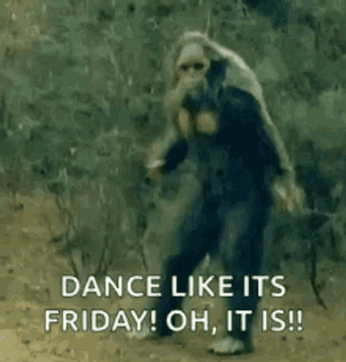 Funny Monkey Mascot Happy Friday Dance GIF