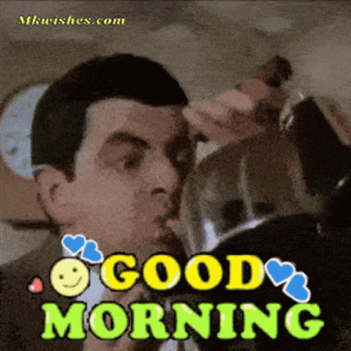 Funny Morning Mr Bean Drinking Tea GIF