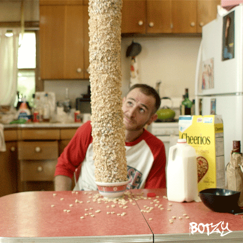 Funny Morning Cereal Tower GIF
