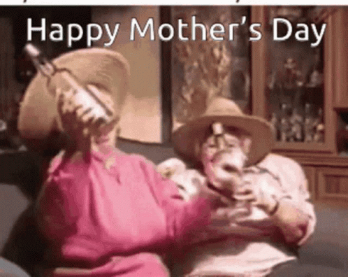 Funny Mother's Day Old Grandma Drinking GIF