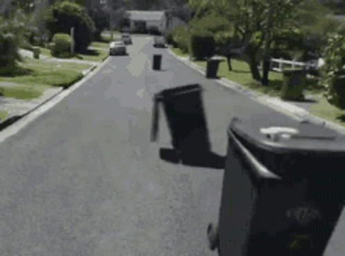 Funny Moving Trash Cans And Bins GIF