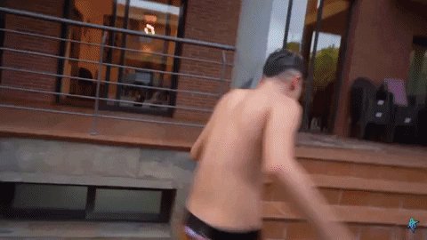 Funny Naked Man Stair Slide Fail GIF