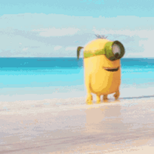 Funny Naked Minion Beach GIF 
