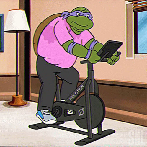 Funny Ninja Turtle Peloton Home Workout GIF