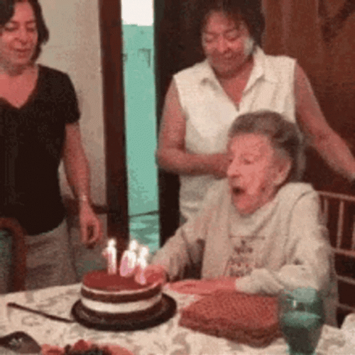 Funny Old Birthday Cake Blow GIF 
