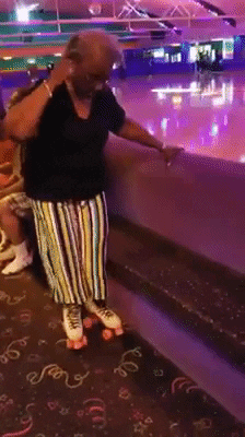 Funny Old Lady Roller Skates Fail GIF