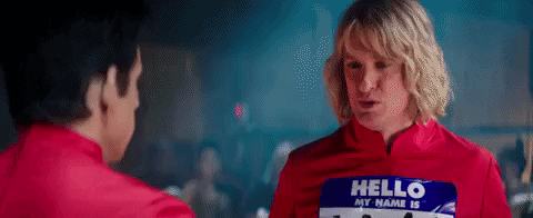 Funny Owen Wison Lame Name Tag GIF