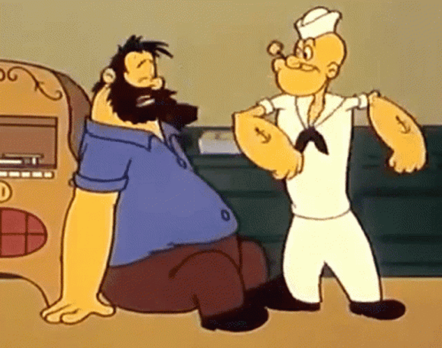 Funny Popeye Punching Bluto GIF