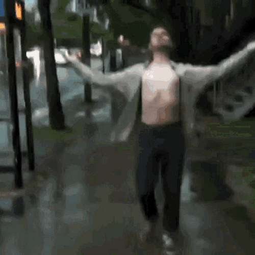 Funny Rain Man Outstretching Hands GIF