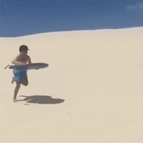 Funny Sand Surfing Faceplant Landing GIF