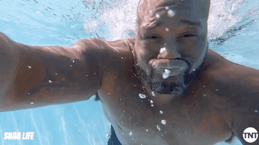 Funny Shaquille O'neal Swimming GIF