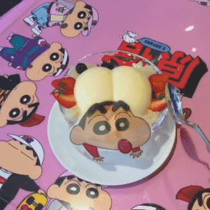 Funny Shin Chan Duck Pudding Cake GIF