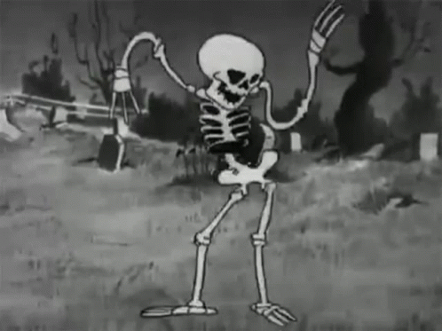 Funny Skeleton Black And White Wiggling GIF