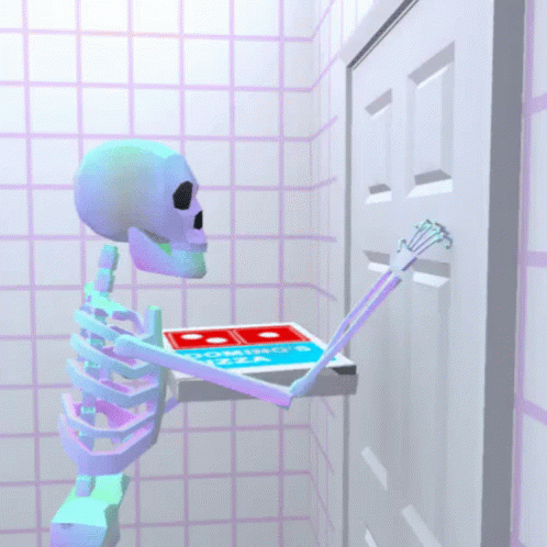 Funny Skeleton Delivering Pizza GIF
