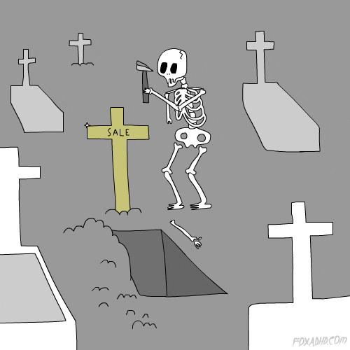 Funny Skeleton Hammering Tombstones GIF