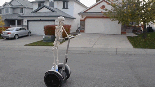 Funny Skeleton Riding A Scooter GIF