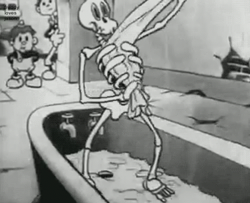 Funny Skeleton Taking A Bath GIF