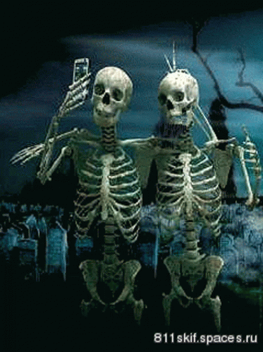Funny Skeleton Taking Selfies GIF
