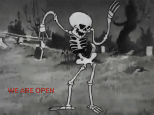 Funny Skeleton We Are Open Dance GIF