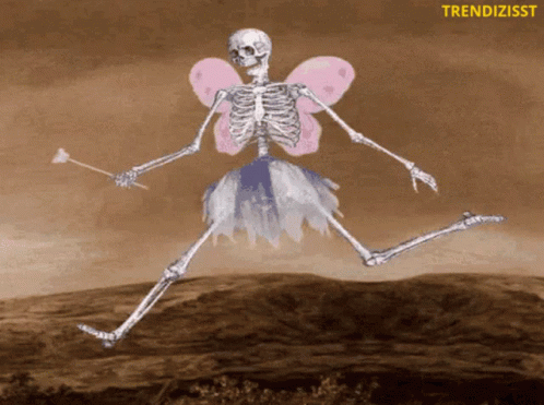 Funny Skeleton With Fairy Wand And Wings GIF