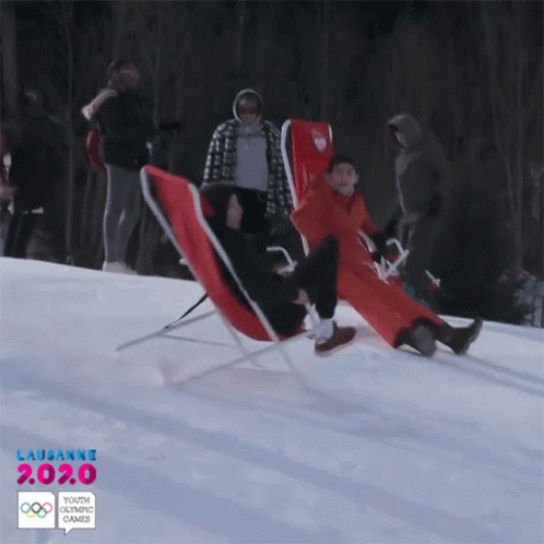 Funny Skiing Sliding Down GIF
