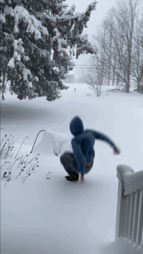 Funny Man Falling At Snow GIF
