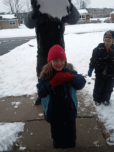 Funny Snow Ball Kid GIF