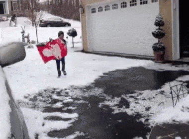 Funny Snow Kid Sliding Fail GIF