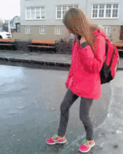 Funny Snow Girl Fail GIF