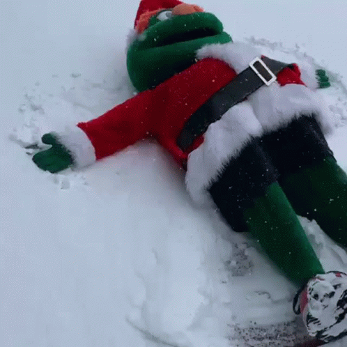 Funny Snow Santa Grinch Mascot GIF