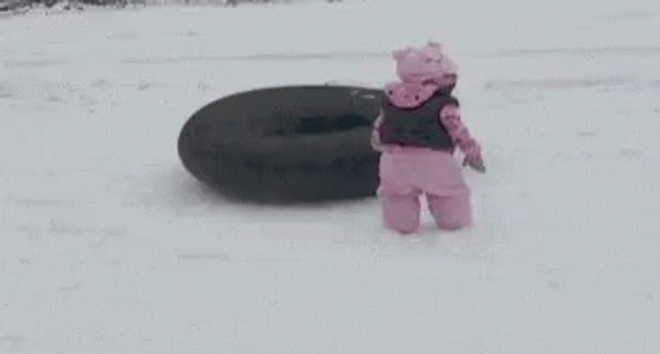 Funny Snow Dog Sliding GIF