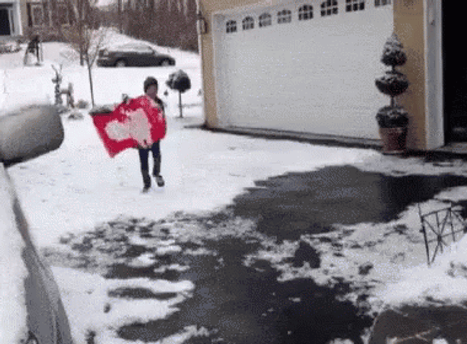 Funny Snow Kid Sliding Fail GIF