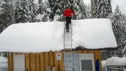Funny Snow Ladder Fail GIF