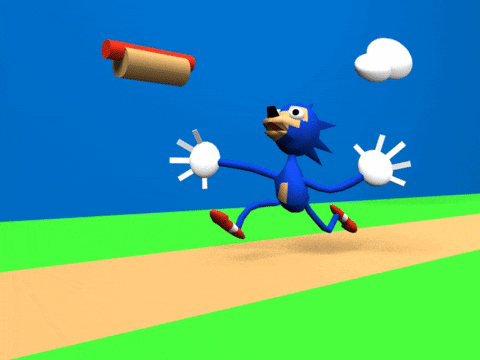 Funny Sonic Chasing A Floating Hot Dog Sandwich GIF