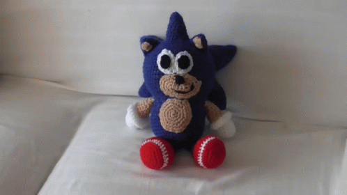 Funny Sonic Stuffed Toy Zoomed In GIF