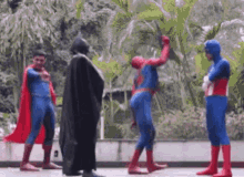 Funny Spiderman Dancing With Heroes GIF
