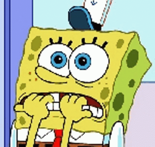 Funny Spongebob Suspense Face Eating Hands GIF
