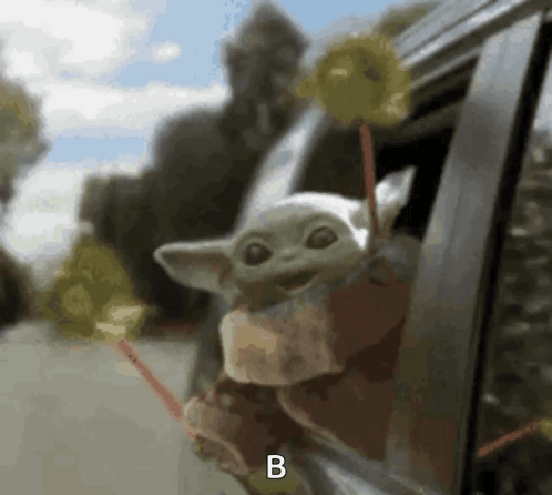 Funny Star Wars Baby Yoda Peeking On Window Car GIF