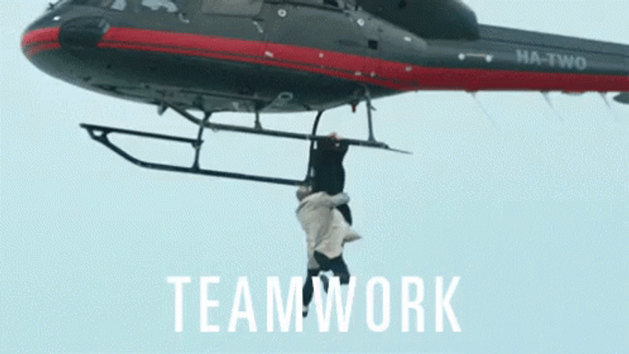 Funny Teamwork Helicopter Fall GIF 