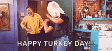 Funny Thanksgiving Dancing Man With Turkey Head GIF