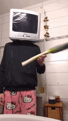 Funny Tv Head Ready To Fight GIF