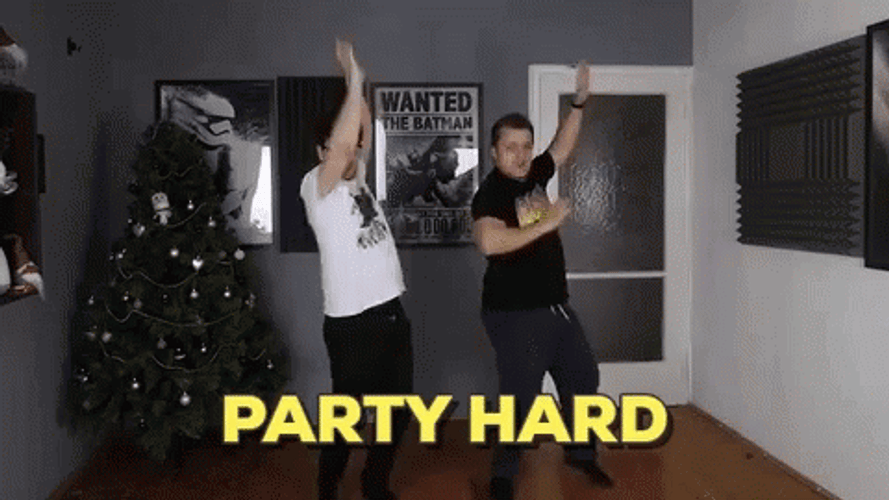 Funny Two Friends Dancing Party Hard GIF