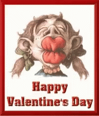 Funny Valentines Day Greeting And Kiss GIF