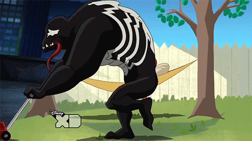 Funny Venom Throwing Down Spiderman GIF