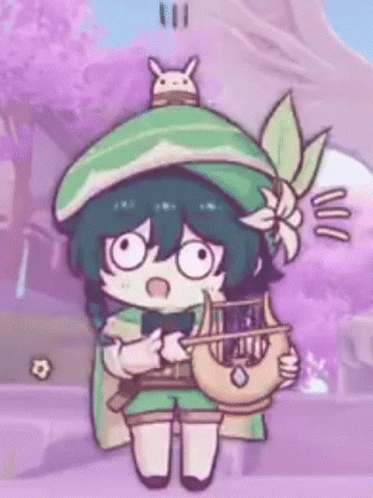 Funny Venti Chibi Playing Harp GIF